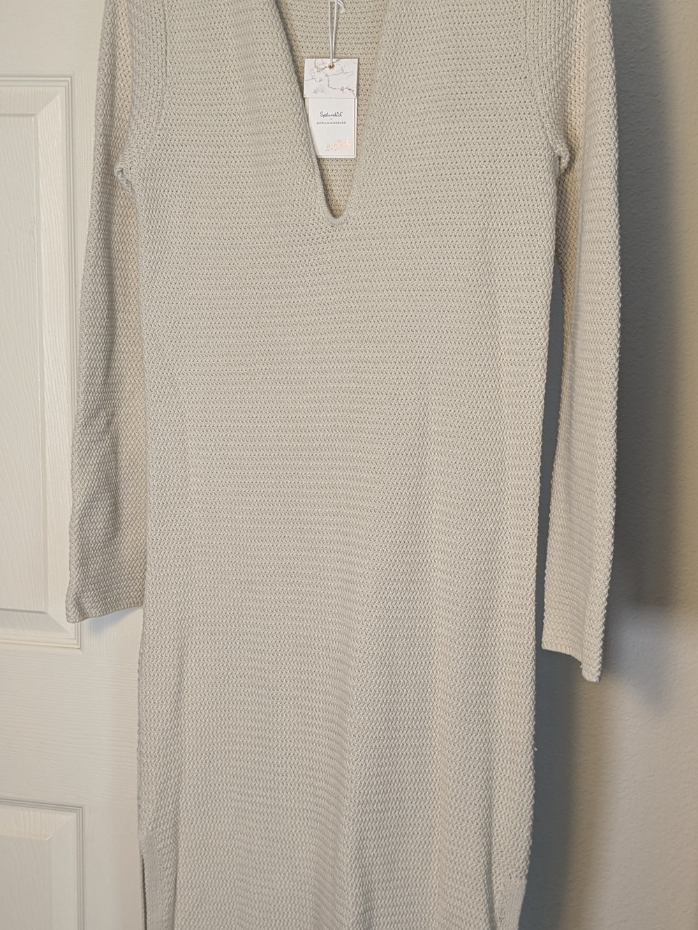 Splendid x Cella Jane Knit Maxi Dress Cream Beige Size L